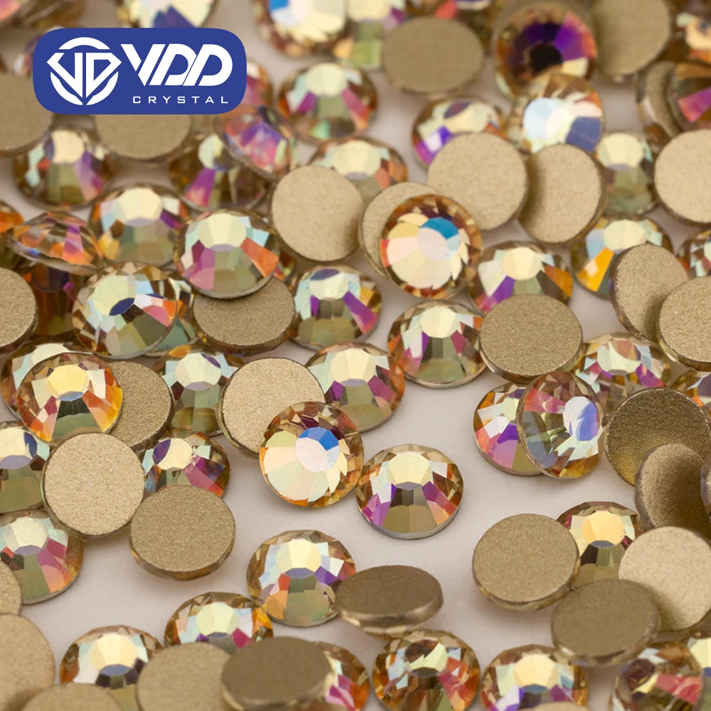 VDD New Color Memory Gold Flatback Rhinestones High Quality Glass Crystal Flatback Glitter Strass Stones JD999-225