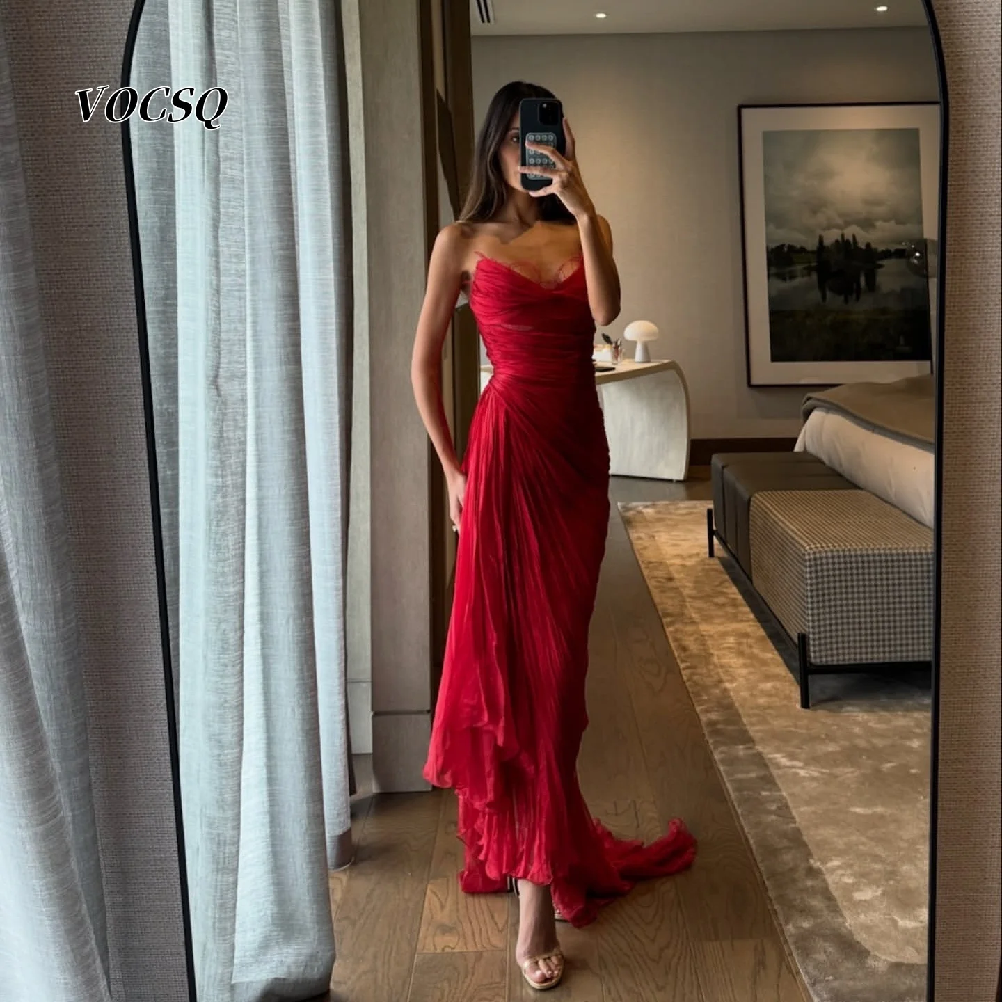 Spaghettiträger-Abschlussballkleider, elegante rote Abendkleider, Saudi-Arabien-Partykleid, فستان NaGIة muna Kundenspezifisch