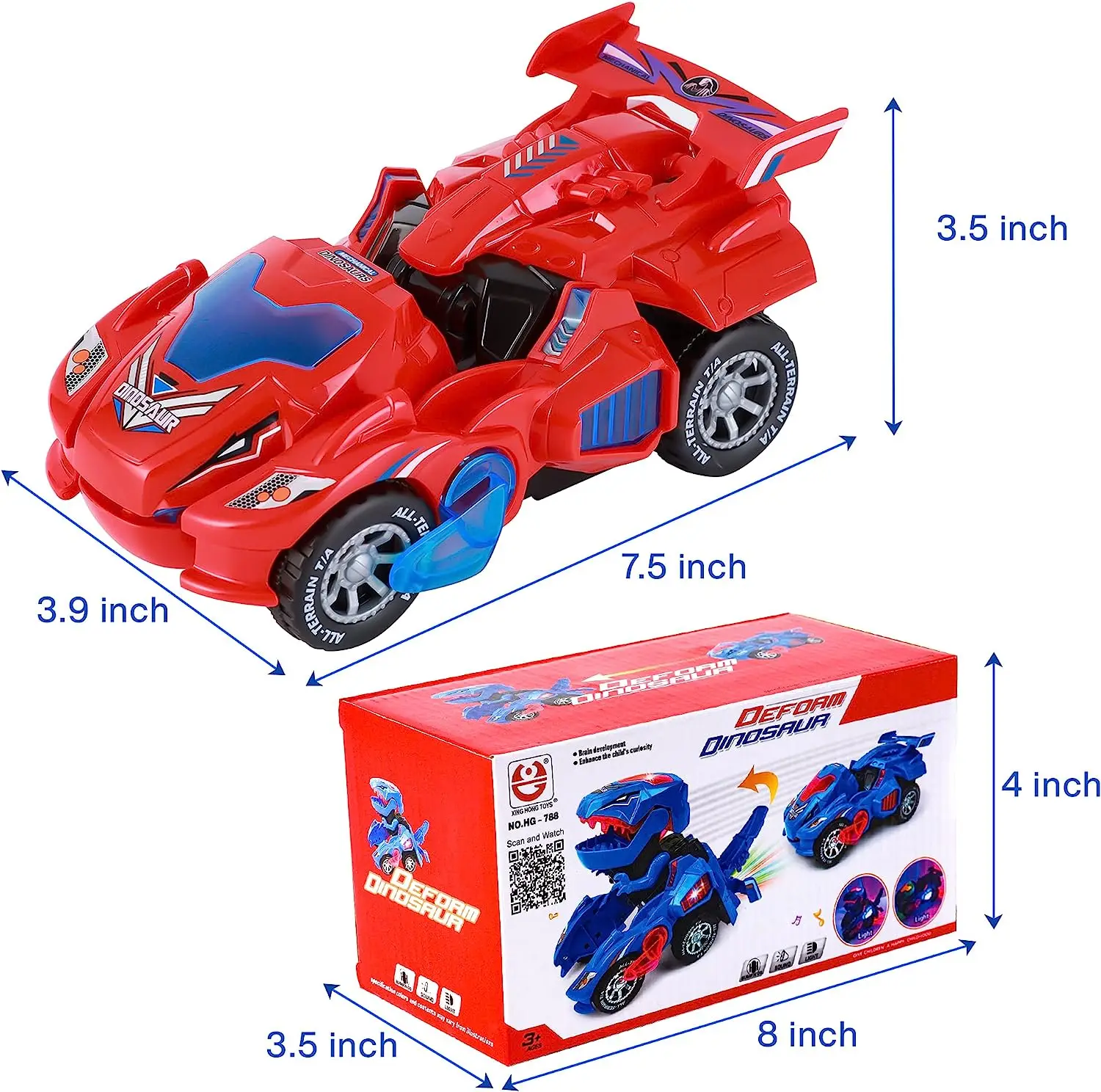 

2 in 1 Deformation Car Toys Automatic Transform Robot Model Dinosaur With Light Music Early Educational For Boy Gift