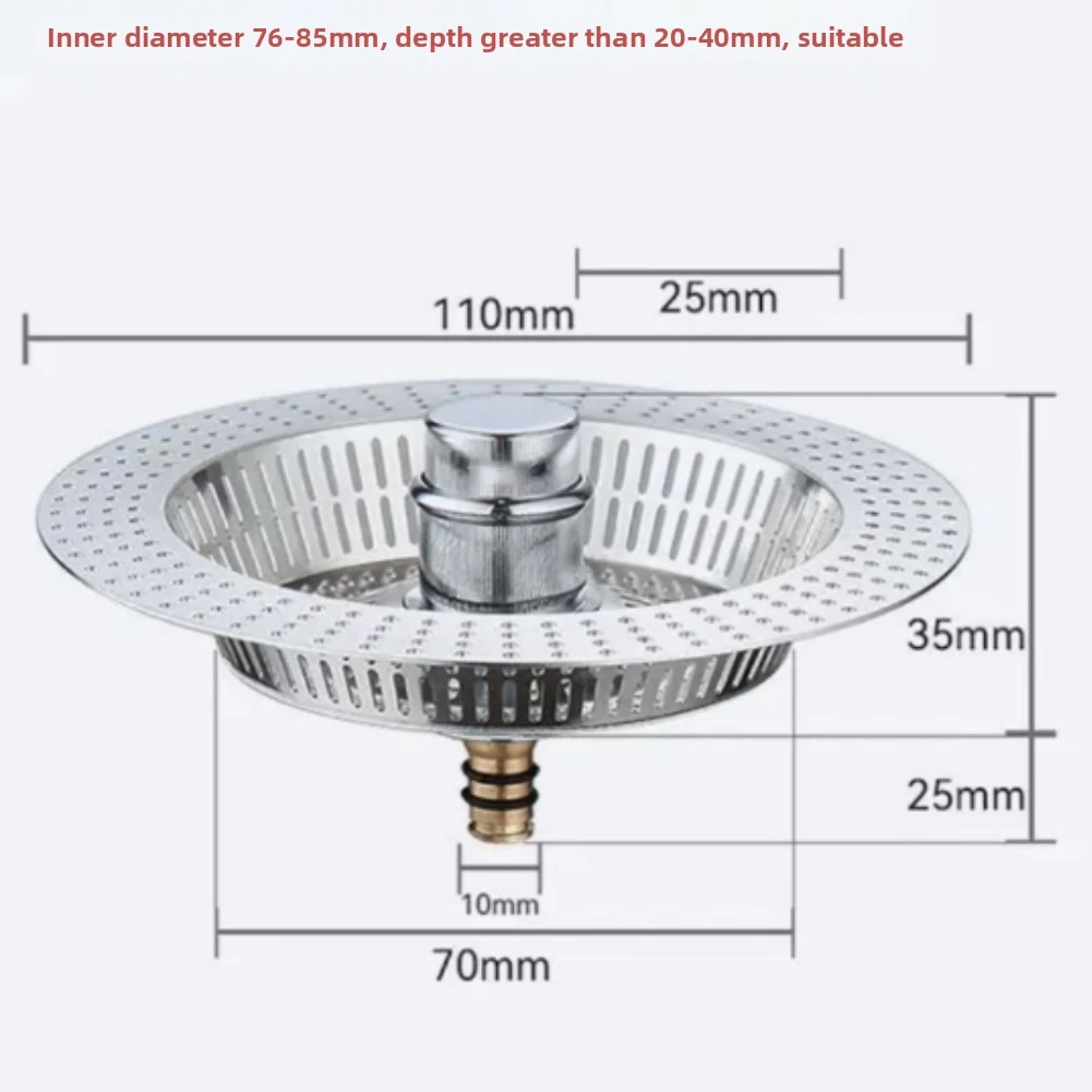 Kitchen Sink Drain Strainer in Stainless Steel with Fine Mesh Filter and Secure Seal to Block Insects and Smells