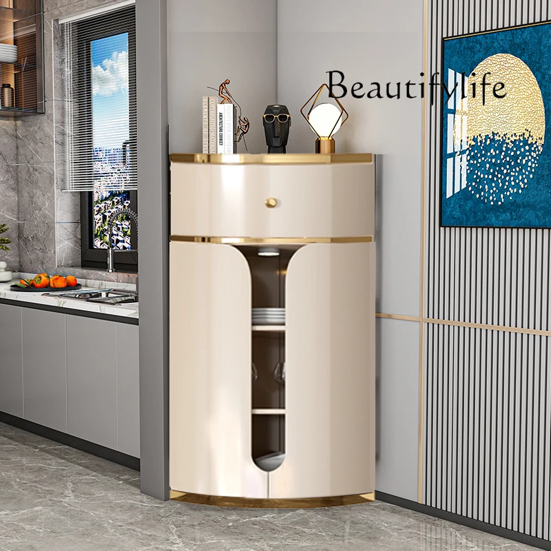 Italian light luxury triangular cabinet corner corner locker living room fan corner cabinet with drawers