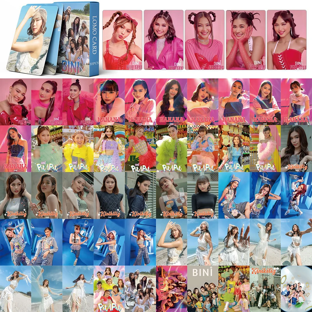 55pcs/set Kpop BINI CHERRY ON TOP Photocard Card LOMO Card High Quality Double Sides Printing Fans Gift