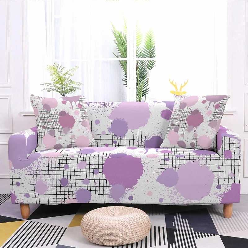 Modern Splashing Ink Style Printed Sofa Cover Elastic Dustproof and Wrinkle Resistant Universal Decoration for Multi-person Sofa