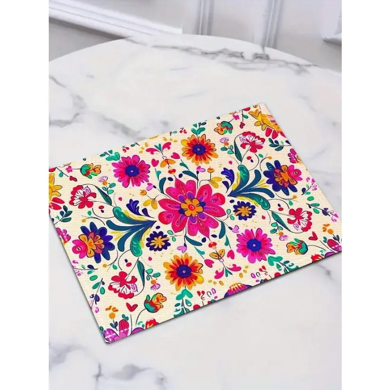 Mexican Bohemian Moroccan Mandala Heat Resistant Washable Table Placemats Kitchen Dining Decor 4 Piece Set