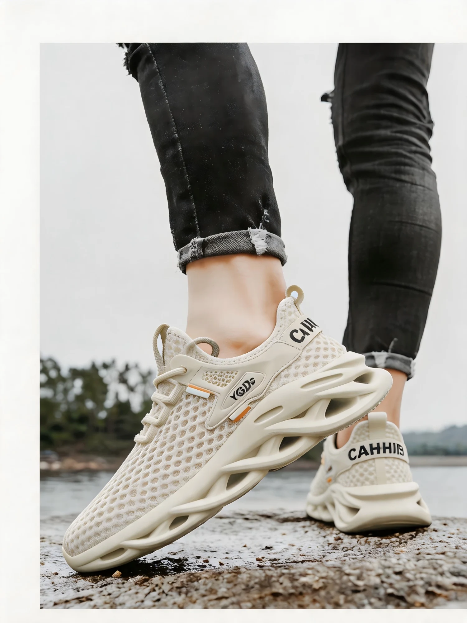 Breathable Men's Shoes: Lightweight Summer Mesh Sneakers with Open-Mesh Design for Casual Wear, Running, and Sports