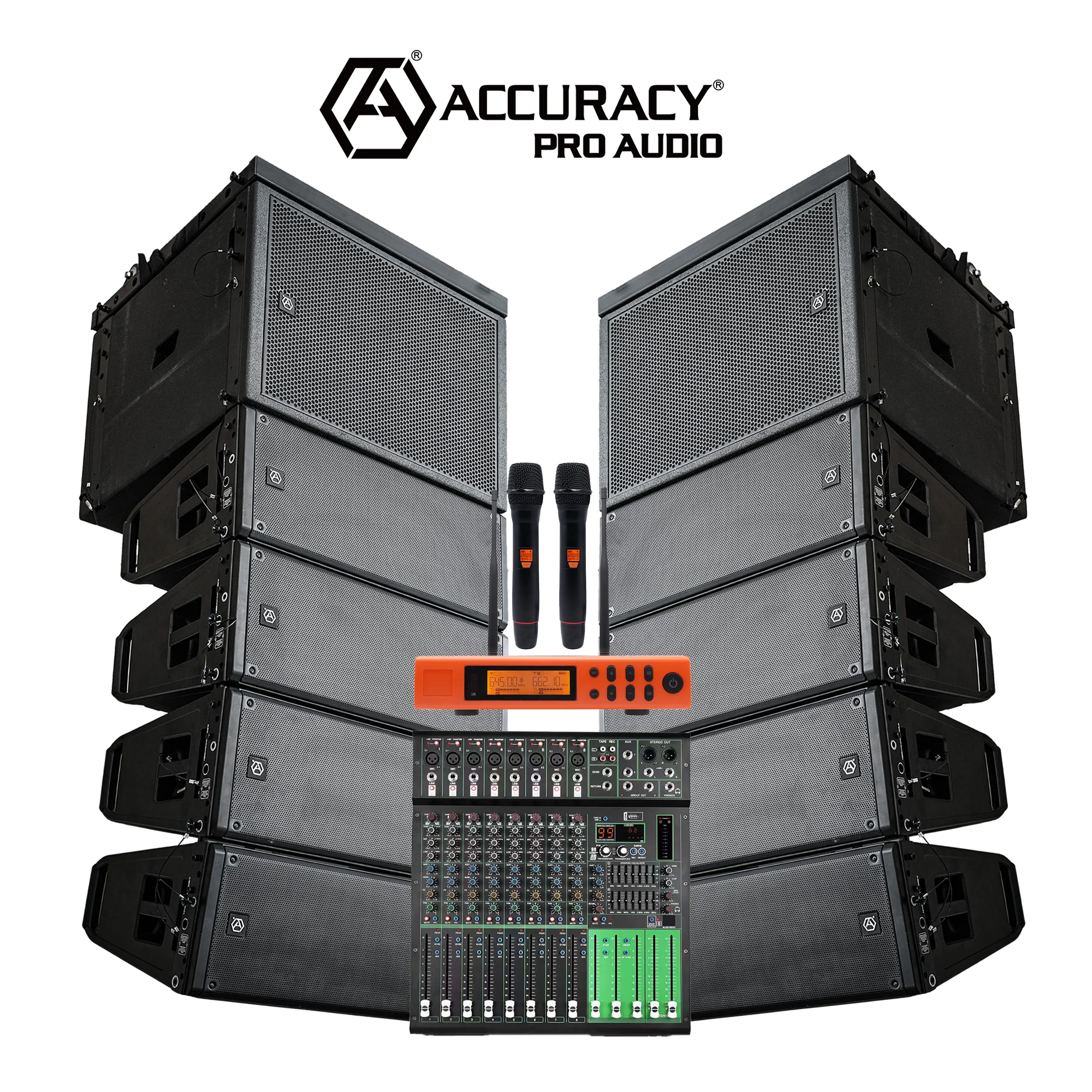 Professional Audio Driver Active Dual 10-inch Line Array System Set PA System with 18 Inch Subwoofer