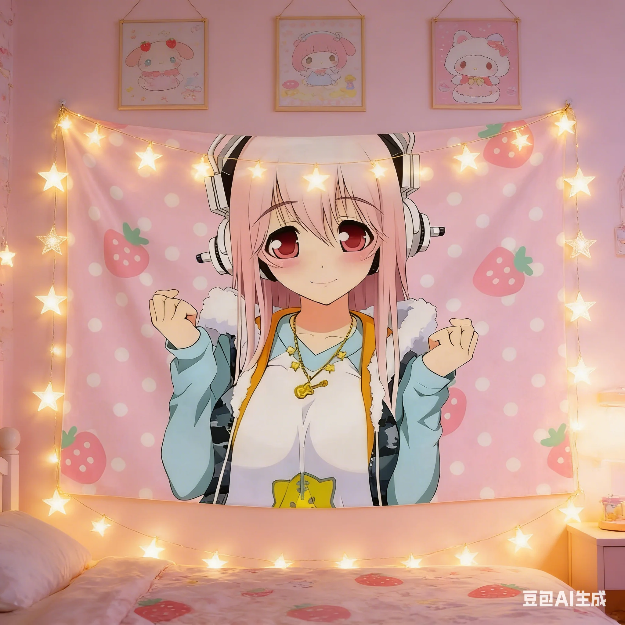 1pc Kawaii Anime Girl Wall Tapestry, Polyester 2D Flat Print, Versatile Decor for Dorm, Bedroom & Living Room, Ideal for Anime F