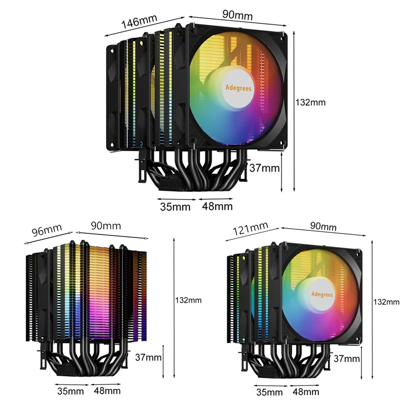 X99 CPU Air Cooler 6 Heatpipes ARGB 4PIN PC Processor Tower Cooler For Intel LGA 1151 1156 1200 1700 2011 X79 AMD AM3 AM4 AM5