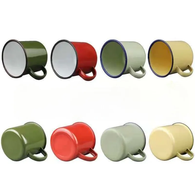 1pcs Enamel Coffee Mugs 350ML Creative Cup Travel Tea Milk Enamelware Home Kitchen Drinkware Christmas Party Gifts