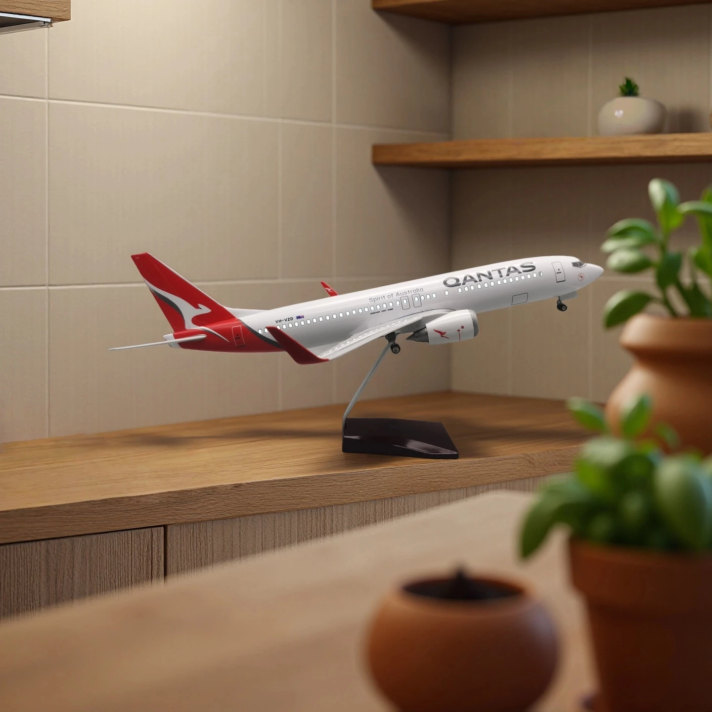 

1/80 Scale B737 47cm Australia Qantas Airlines Toys Plane Model Resin Diecast Airplane Display Gifts Collection Aircraft Model