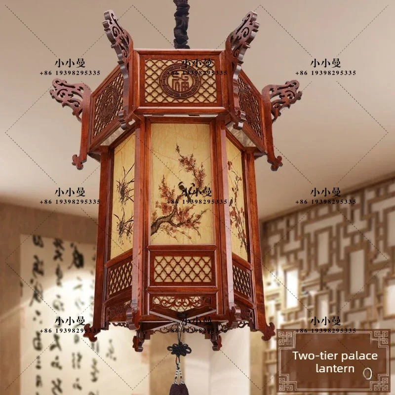 Chinese Style Antique Palace Lantern Wooden Outdoor Festival Chinese Lantern Hanging Balcony Eaves Courtyard Lanterns Lighting