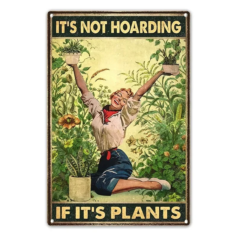 Vintage tuinplanten thema metalen blikken bord retro zonnebloem kamerplant wanddecoratie voor huis patio tuin tuinieren rustieke ijzeren P