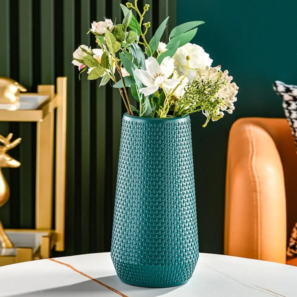 Imitation Ceramic Flower Vase Large Solid Color Flower Pot Basket Plastic Living Room Decoration Flower Arrangement Container