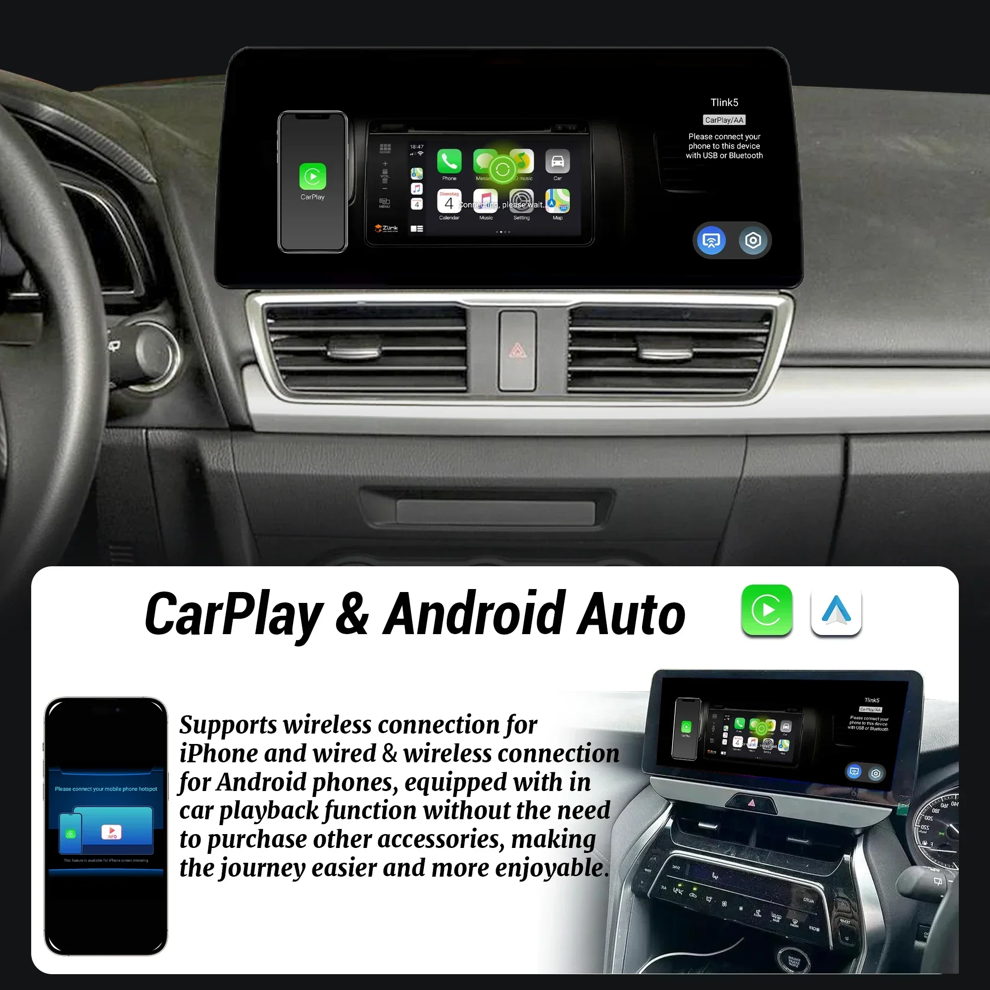 12.3 بوصة راديو السيارة أندرويد 14 الوسائط المتعددة لهوندا أكورد 10 2018 2019 2020 2022 سماعة لاسلكية تعمل بالبلوتوث Carplay رئيس وحدة الشاشة #4