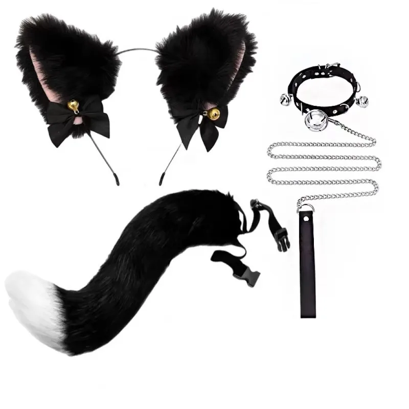 Cosplay Cat Ear Headband Cat Tail Adult Sex Toy Cute Sexy Catgirl Animal Ear Hair Accessories Animal Tail Erotic Accessories Set
