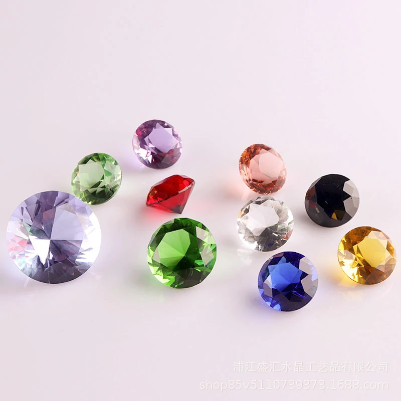 1 Piece All Colors 30mm/40mm/50mm Crystal Faceted Diamond Paperweight Table Decoration Mother\'s Day Gift Safe Package
