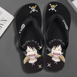 One piece Monkey D. Luffy Flip Flops Cartoon Fashion Outdoor Beach Anti Slip Clip On, Summer Simple Couple Sandals