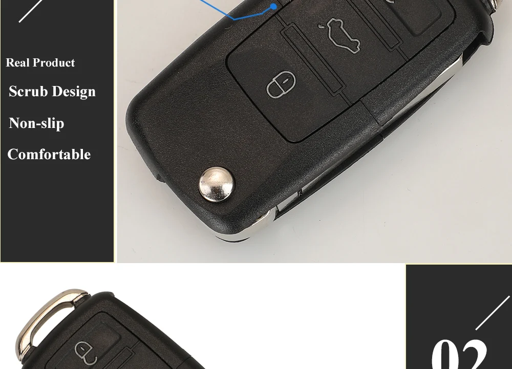 Jingyuqin 6QE 959 753 Fernbedienung Auto Schlüsselanhänger 434 MHz für Volkswagen VW Fox Gol Sharan 2010 + Saveiro2009-2012 6QE 959753 Flip 3-Knöpfe – Detail 6