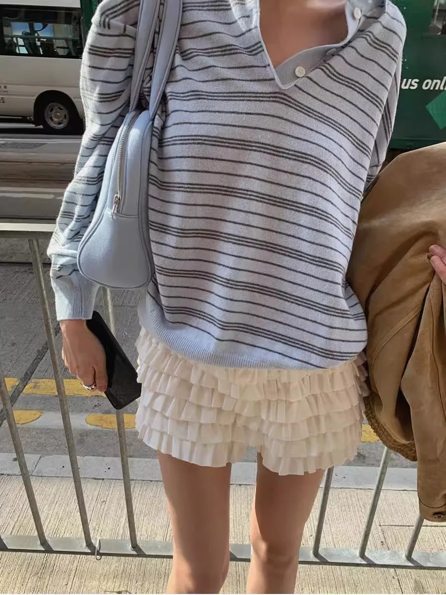 Plones Cortos de Ballet con Estilo Urbano, Falda Plón con Vuelo, Cintura Elástica, Dobladillo en Capas con Diseño de ...