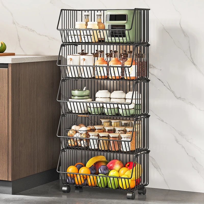 주방수납 Rolling Storage Cart Multipurpose Rustproof Modern Storage Cart Kitchen Multi-layer Trolley with Wheel Kitchen Furniture