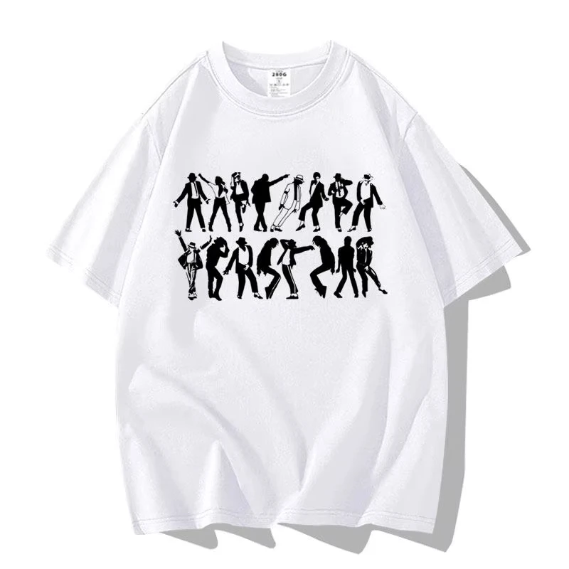 New 2026 Black and White Interlaced Portrait Painting By Kil Jackson Pure Cotton T-shirt High-quality Streetwear Summer Tops