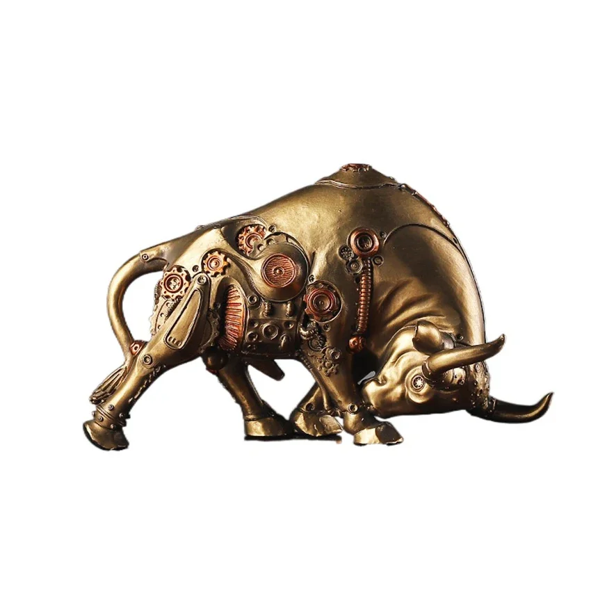 

Sculpture Mechanical Bull Statue Home Decor Resin Animal Figurines Living Room Ox Sculpture Office Home Decoration Accessories