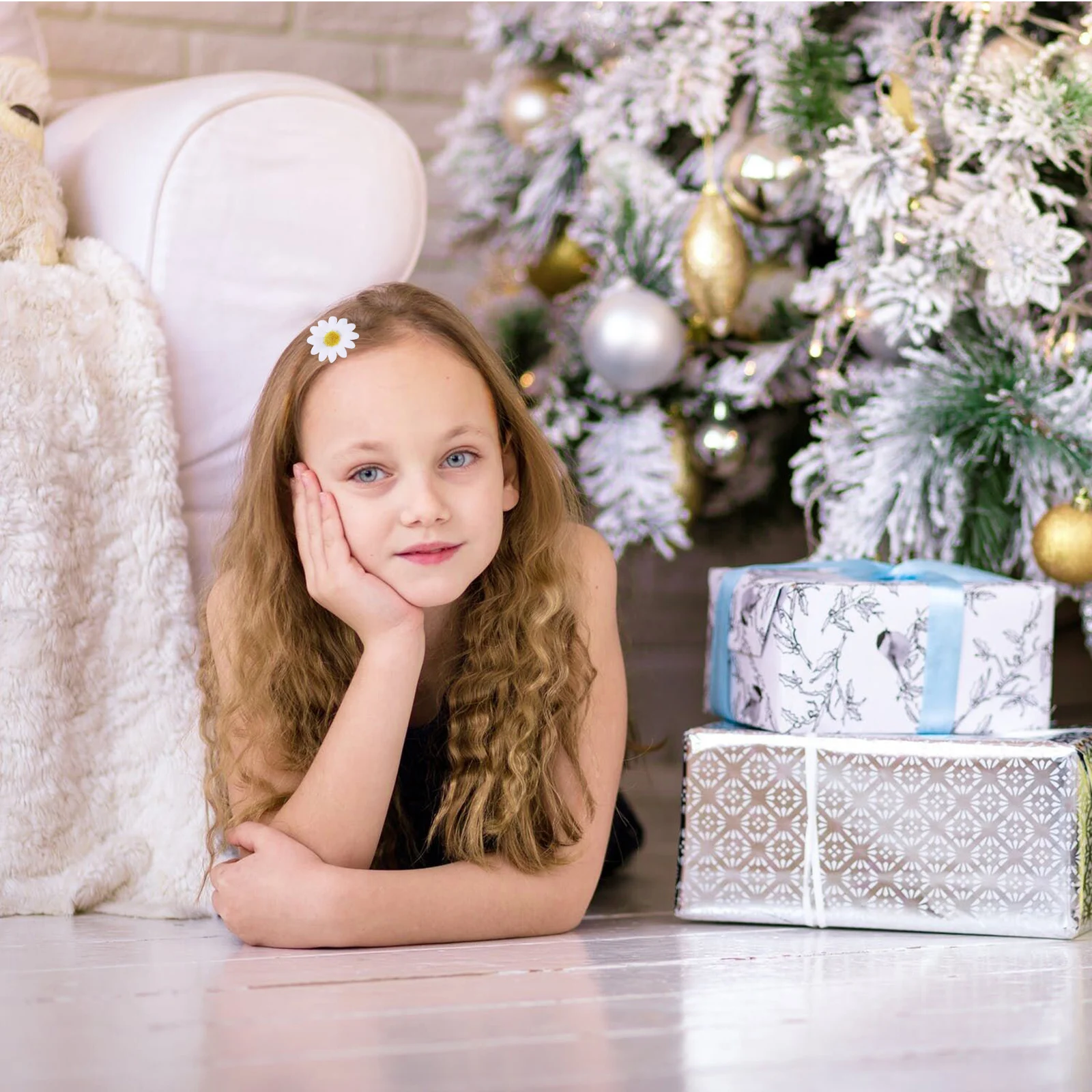 

10pcs Daisy Clips Simulated Flower Pins Barrettes Women Girls White Baby Daisies Stylish Hair Accessories Wedding Party Daily