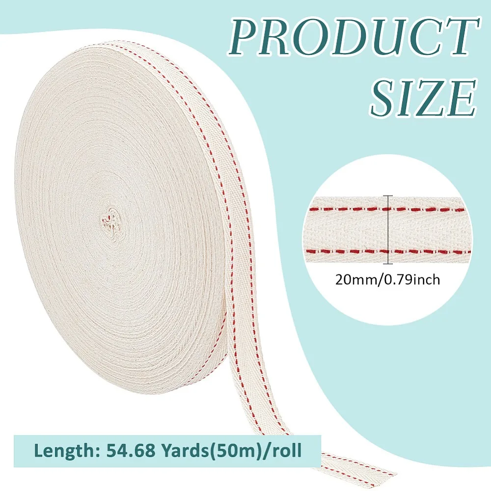 Cotton Ribbon Costume Accessories Dark Red 3/4 inch(20mm) 54.68 Yards(50m)/Roll