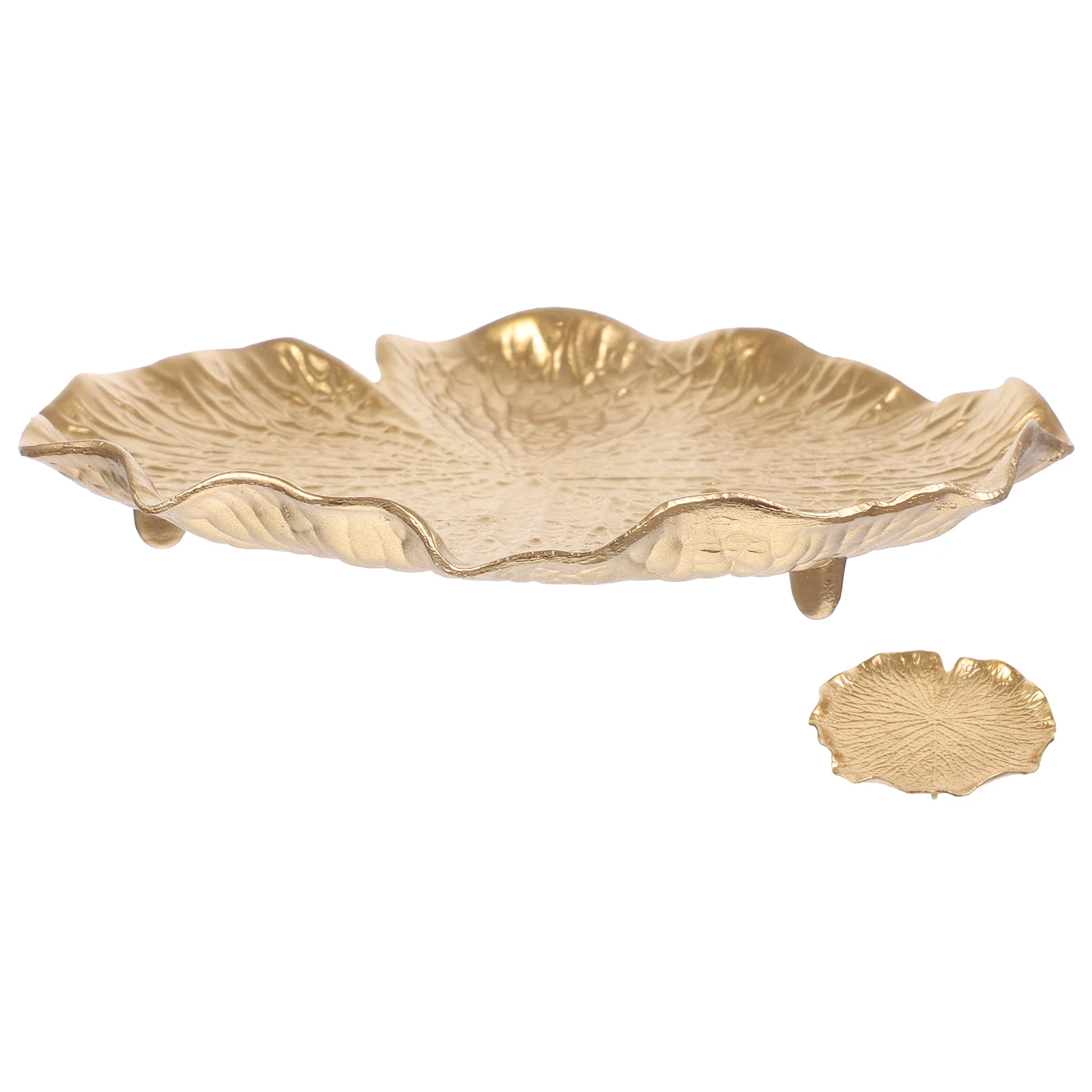 

European Retro Leaf Metal Jewelry Tray Storage ganizer Golden Lotus Trinket Dish Necklace Holder Key Plate Decorative Home
