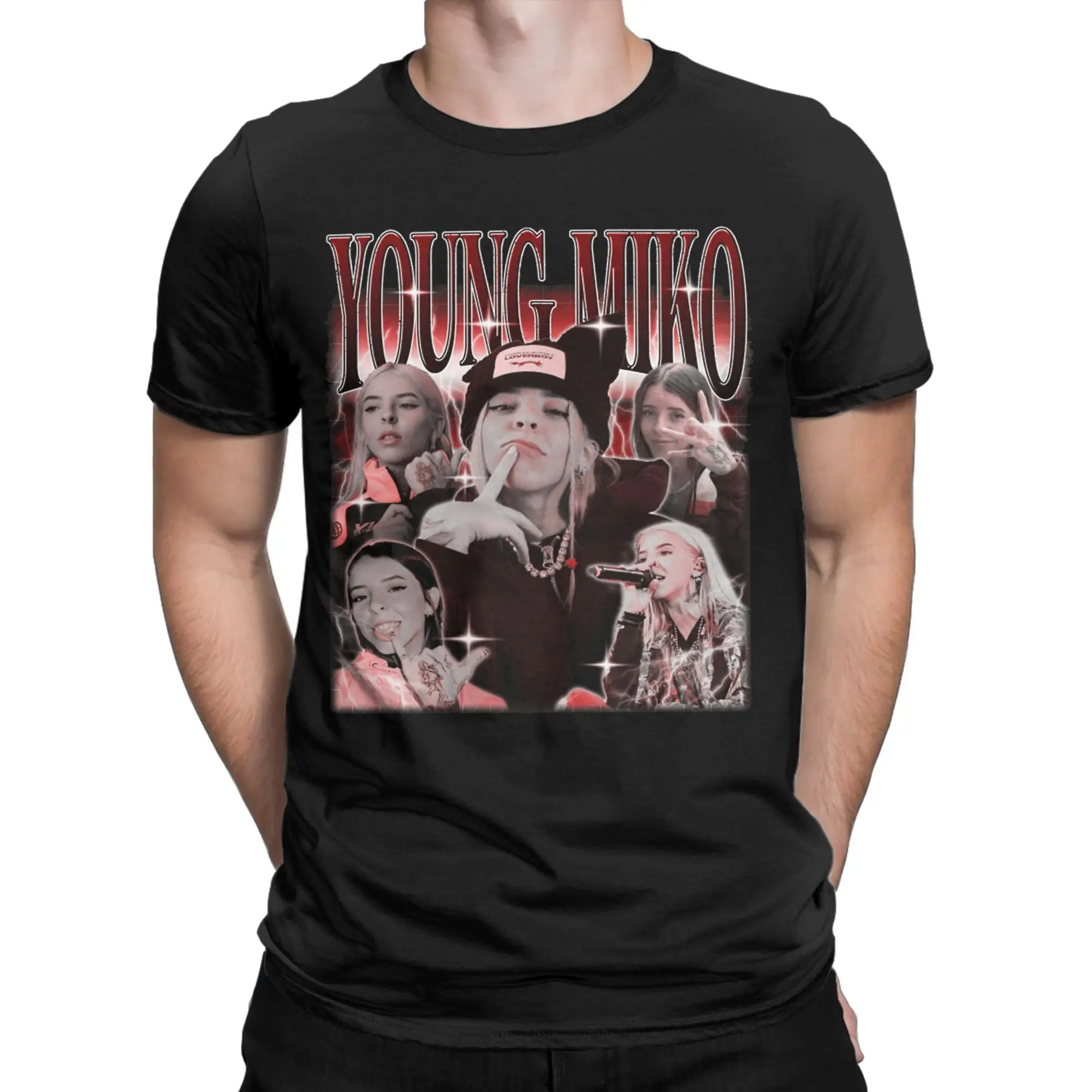 Men's T-Shirts Young Miko Latin Trap Vintage 100% Cotton Tee Shirt Short Sleeve  T Shirt Round Neck Clothes Summer