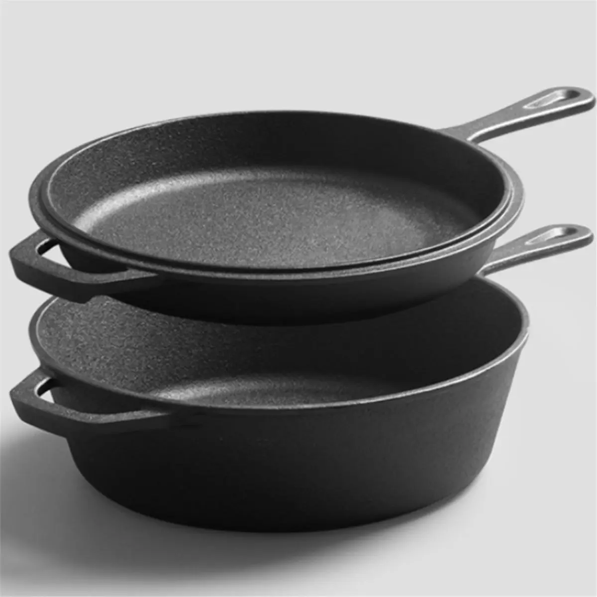yeziiii Preseasoned Cast Iron Cookware Set, Dutch Oven & Skillet Combo, 2-in-1 Multi Cooker for Bread