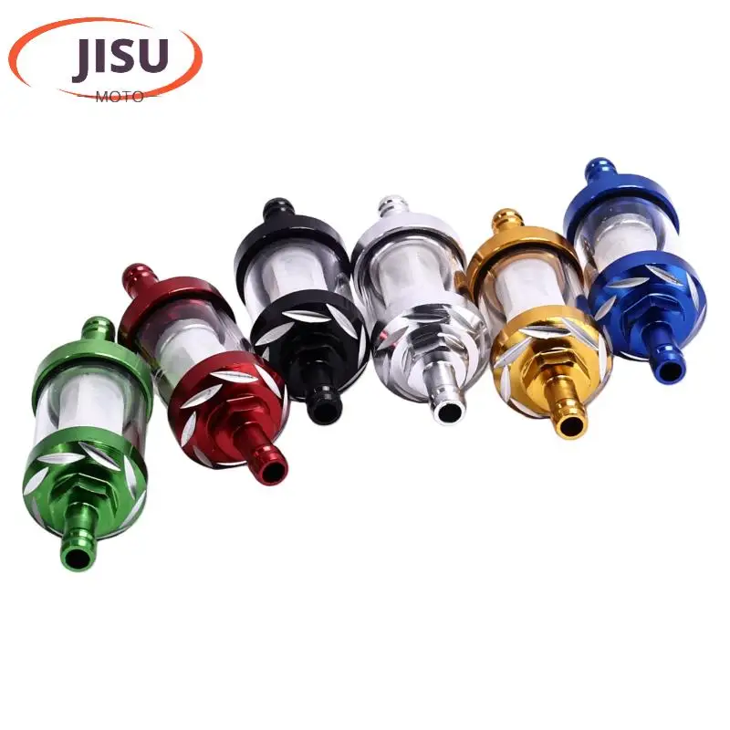 8mm Universal CNC Fuel Filter Aluminum Glass Washable Oil Filter For motorcycle Replacement parts