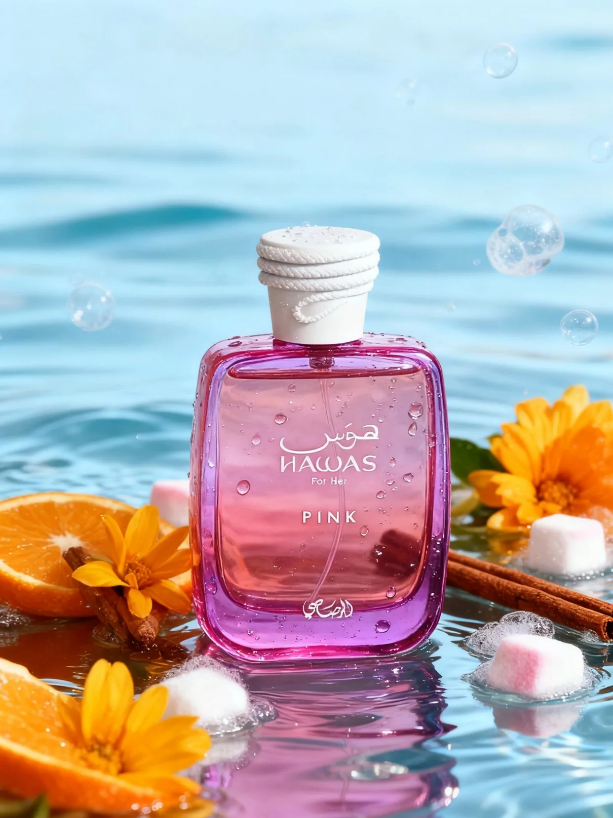 RASASI Hawas Pink For Her Eau de Parfum Spray 100ml (3.4 oz), Parfum Floral Fruity untuk Wanita, Vanila, Permen Kapas & Marshmallow