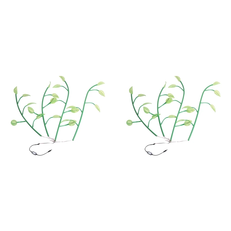 【Festival】2X Magical Glowing Potted Plant Indoor Plant LED 3 Color-Changing Artificial Plants Bonsai Light Artificial(Without Po
