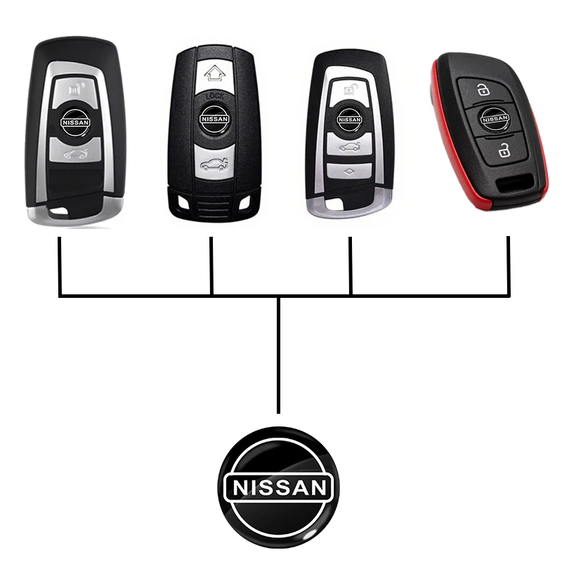 

New 14mm car remote key badge and key sticker For Nissan Qashqai X J10 J11 Trail Tiida Teana Skyline Juke X-trail Almera