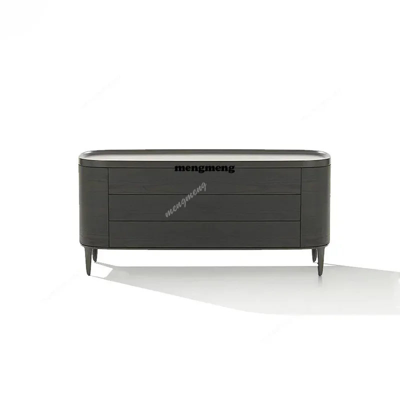 

Italian minimalist bedroom TV cabinet solid wood dining side cabinet six chest cabinet simple modern black drawer locker high-