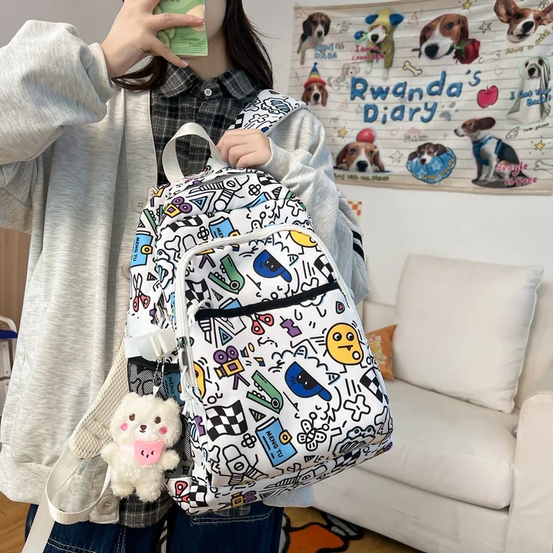 

Japanese Minimalist Style School Bags for Teenagers Boys Girls Travel Backpack Schoolbags Graffiti Laptop Bagpacks Cute Book Bag