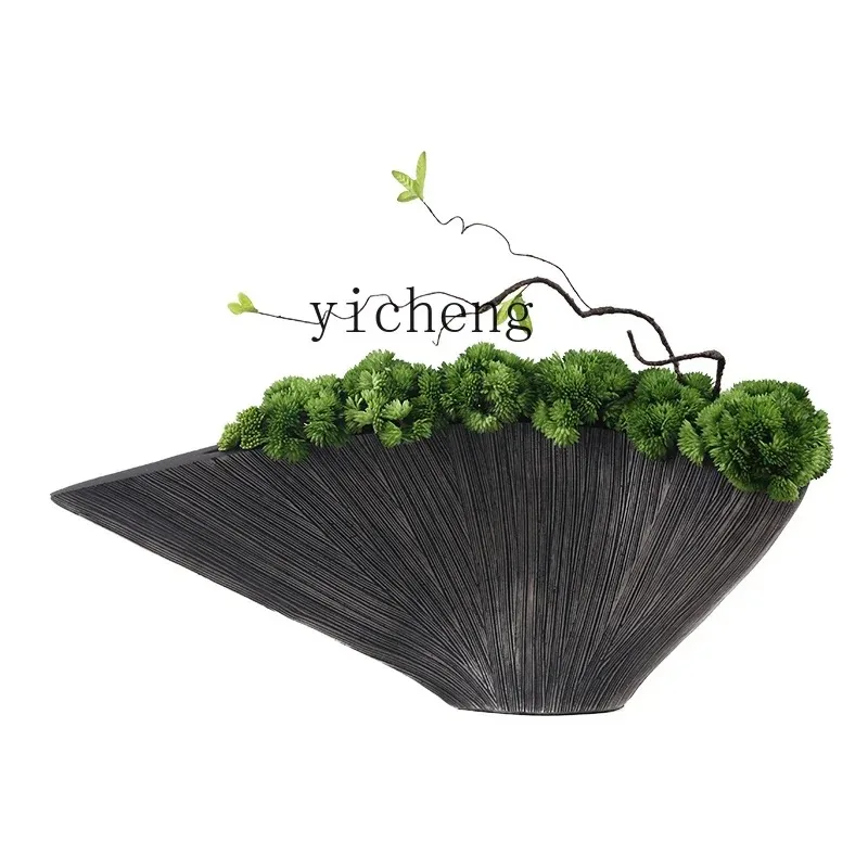 BJ-25  new Chinese half-moon simulation green plant overall floral ornament modern entrance sales office decoration