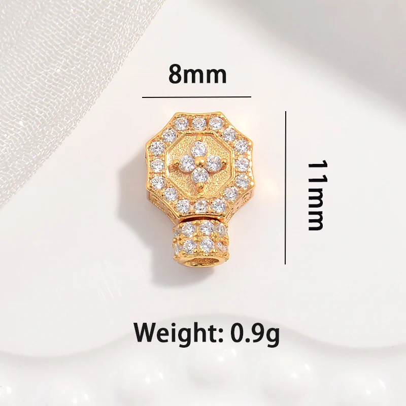 S925 sterling silver octagonal four-leaf clover screw clasp bracelet fastener end clasps for jewelry making marterials SK56