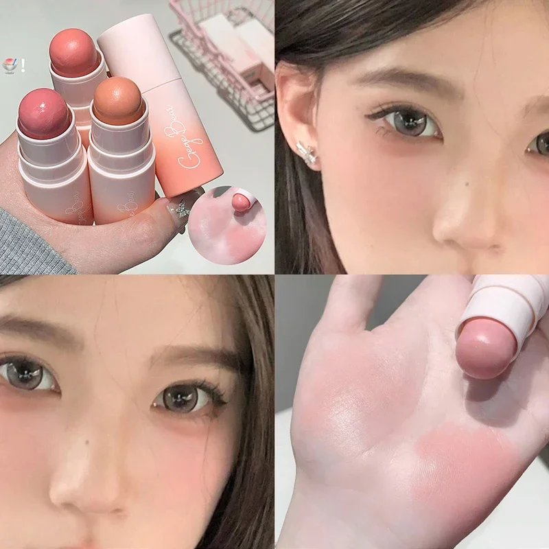 Bâton de fard à joues lisse rose fumé, crème longue durée, imperméable, éclaircissant naturel, couleur extensible, Rouge pour le visage, Contour des joues