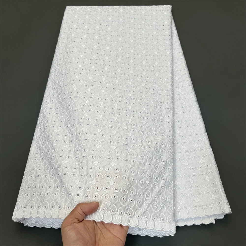 

High Quality Embroidered Cotton Austria Baby White Swiss Voile Lace African Lace Fabric 2024 For Evening Dresses