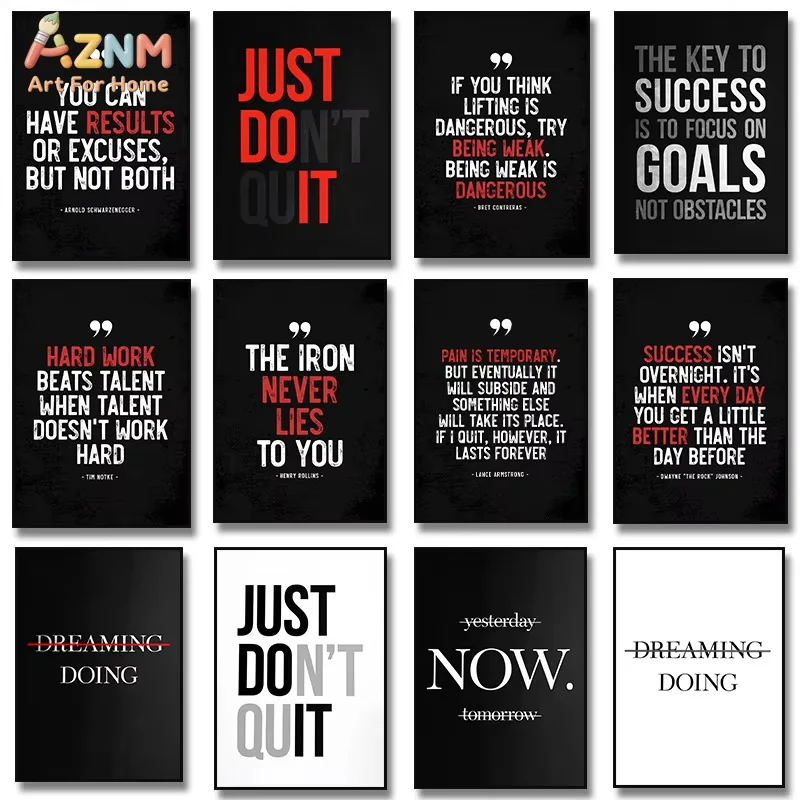 1PC ，Motivational Quote Art Posters Just Do It Success Fitness Canvas Painting Wall Art Picture Office Living Room Home Decor