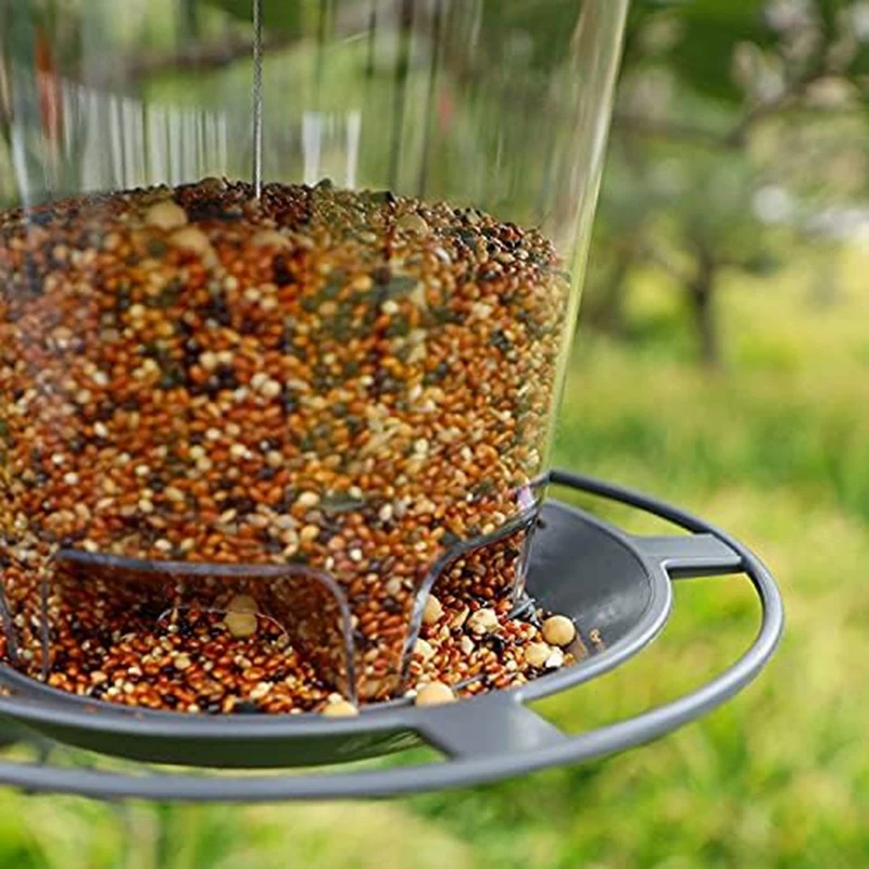 Wild Bird Feeder, Outside Squirrel Proof Bird Feeder, Hanging Wild Bird Feeder With Round Shaped Roof