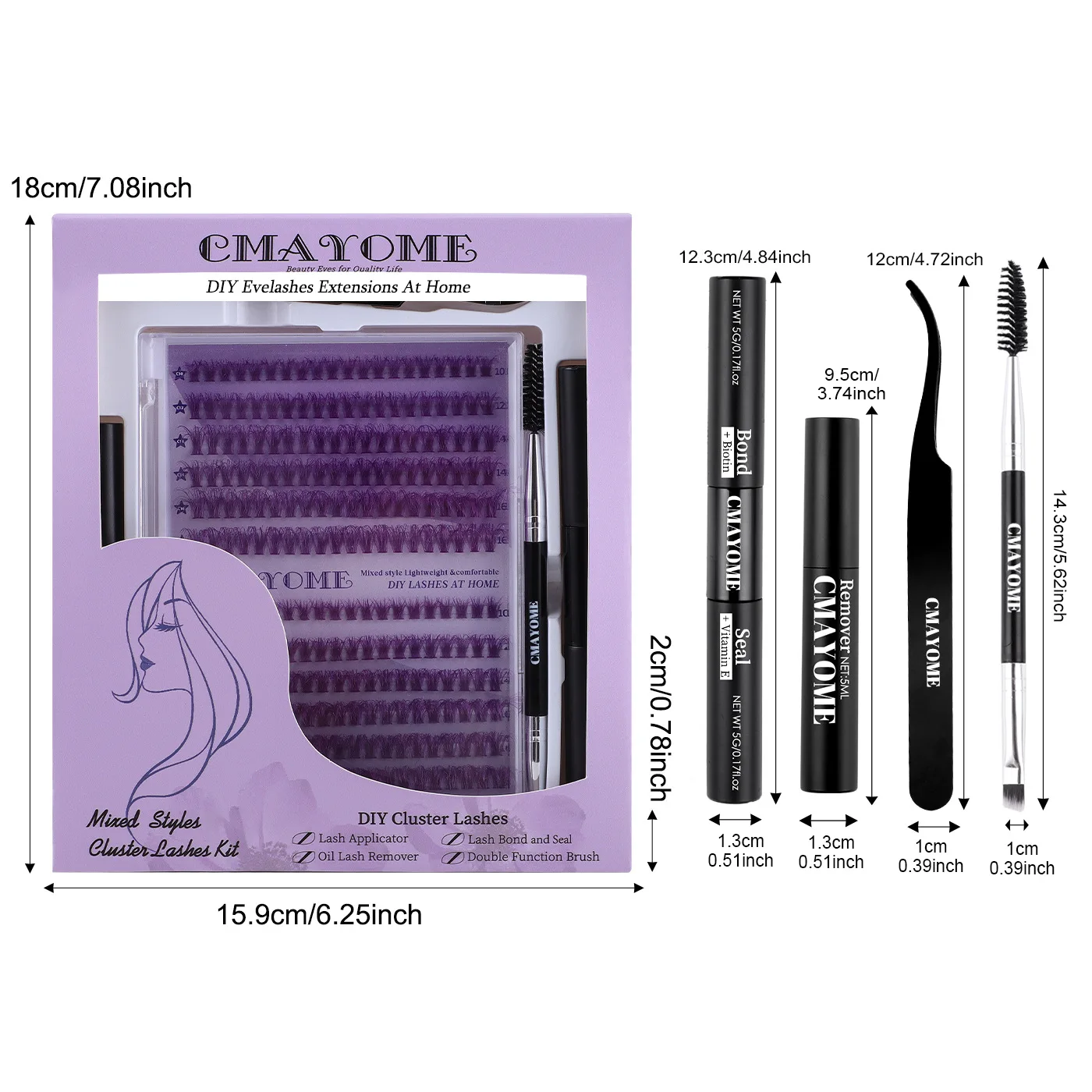 Kleur Enkele Tuft Wimpers Valse Wimpers Kit 30d40d Dichte Rommelige Gekrulde Wimpers Lijm Gereedschapset