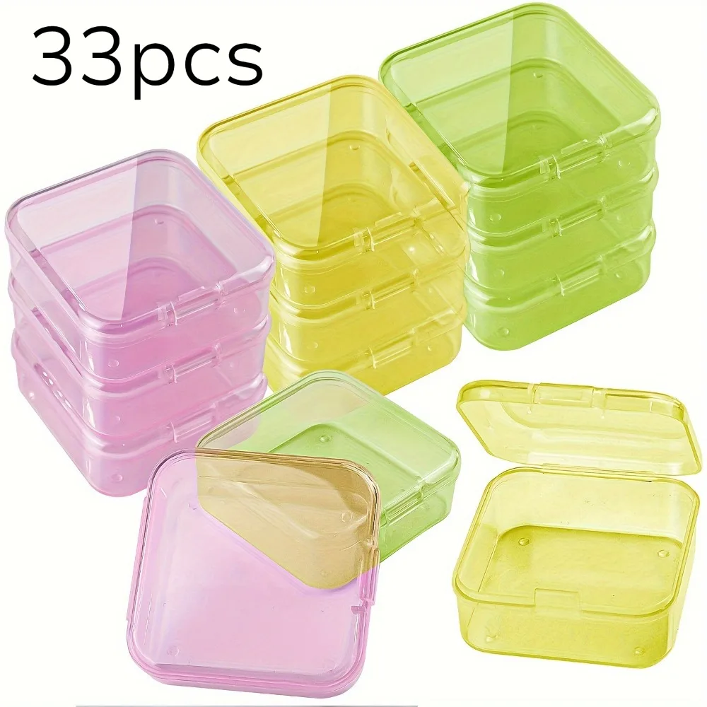 33-Piece Clear Plastic Storage Box Set with Hinged Lids Portable Containers for Small Parts Jewelry Accessories Organizer