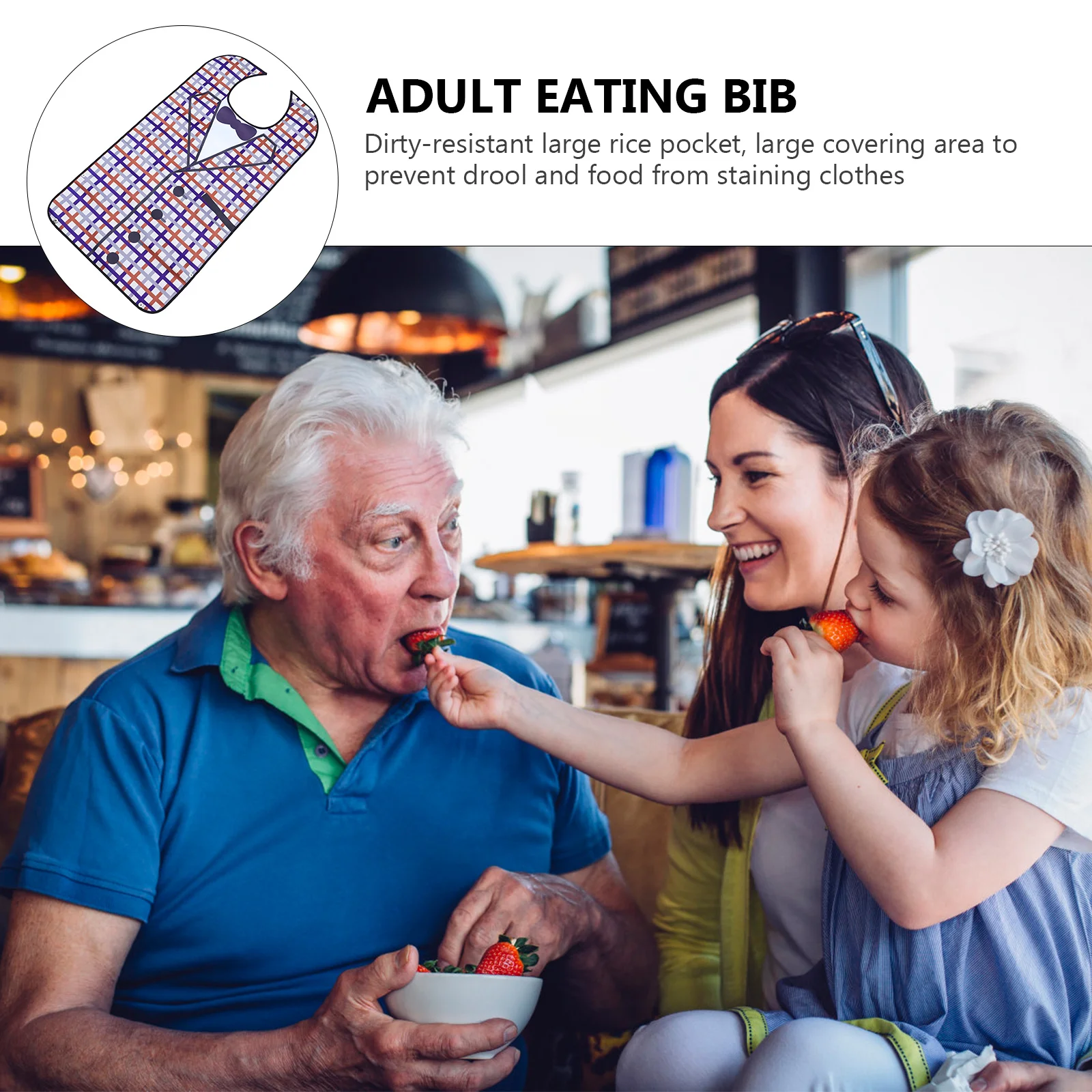 

1Pcs Waterproof Bib for Adult Elder Mealtime Reusable Eating Apron with Large Pockets Clothing Protector Safe Comfortable