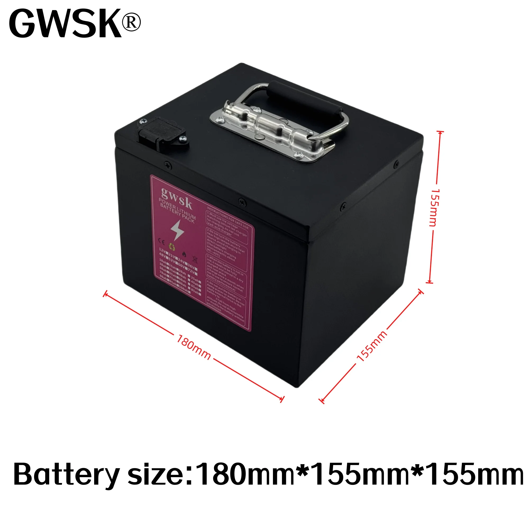 شحن جوي، سعة GWSK 100%، 24 فولت/60 فولت/72 فولت، بطارية ليثيوم T18650، علبة مقاومة للماء، مناسبة للمحركات أقل من 3000 وات #2