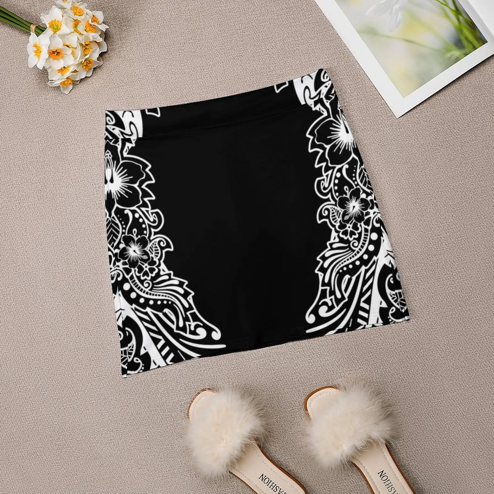 Hibicus تبدو رائعة أبيض وأسود المرأة تنورة الرياضة Skort تنورة مع جيب الأزياء الكورية نمط تنورة 4Xl التنانير