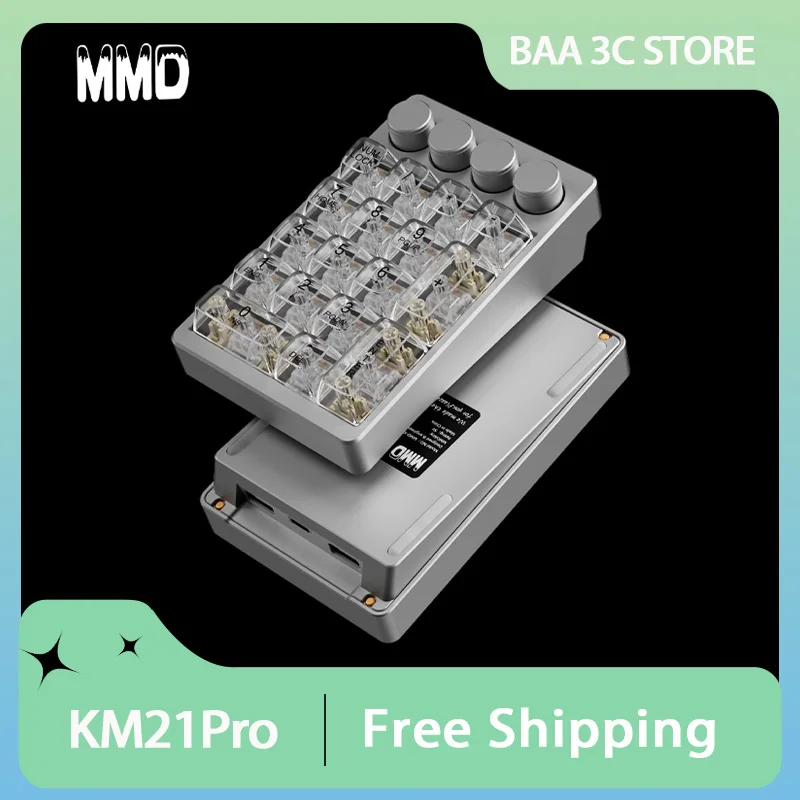 

Цифровая клавиатура MMD KM21Pro, алюминиевый корпус, горячая замена с ручкой, 21 клавиша, дизайнерская клавиатура, механическая клавиатура на заказ