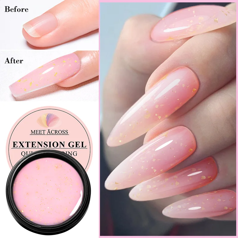 

MEET ACROSS 8ml Glitter Extension Nail Gel Acrylic Gel Finger Extension Silver Pink Extension Gel Soak Off Nail Art Gel Varnishs